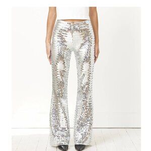 NWT Simon Miller Silver Sequin Robo Flare Pants